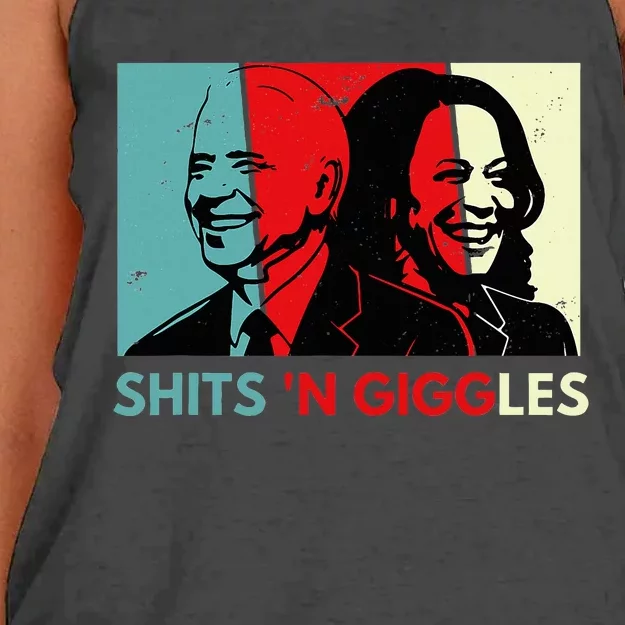 Anti Biden Harris Shits N Giggles Political Gift Women's Knotted Racerback Tank