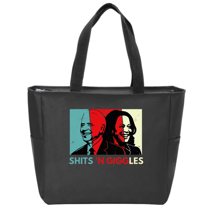 Anti Biden Harris Shits N Giggles Political Gift Zip Tote Bag