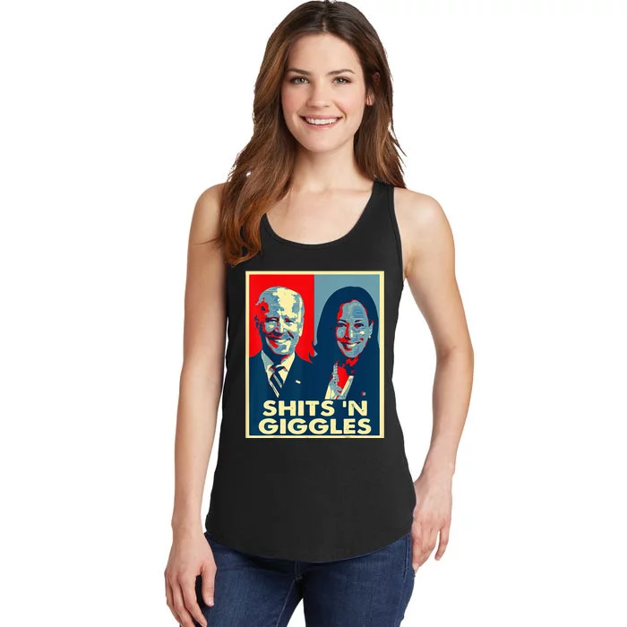 Anti Biden Harris Shits N Giggles Political Ladies Essential Tank