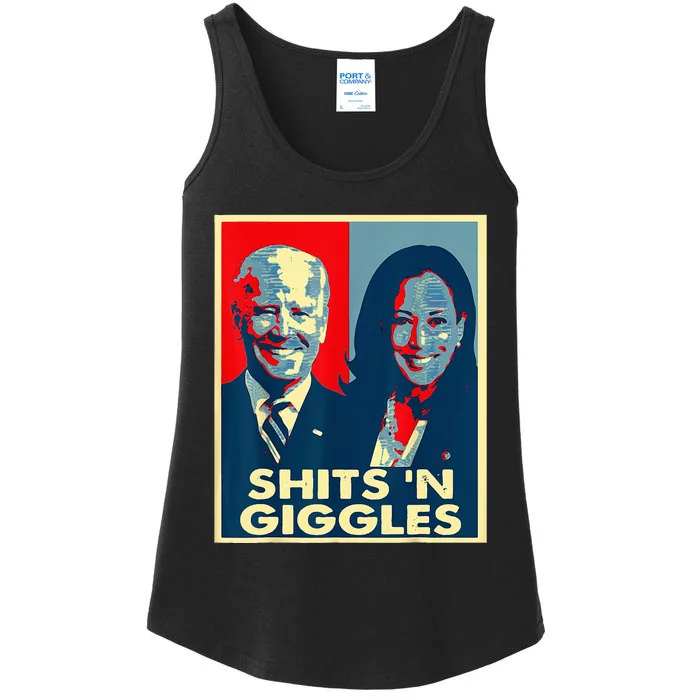 Anti Biden Harris Shits N Giggles Political Ladies Essential Tank