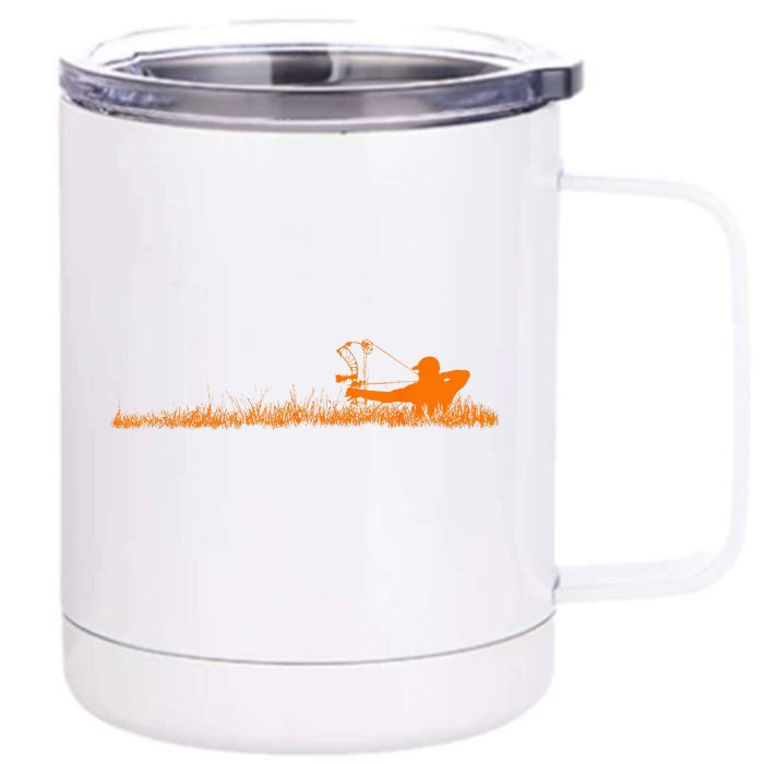 Archery Bow Hunter Deer Mule Elk Bow Hunting Accessories Front & Back 12oz Stainless Steel Tumbler Cup