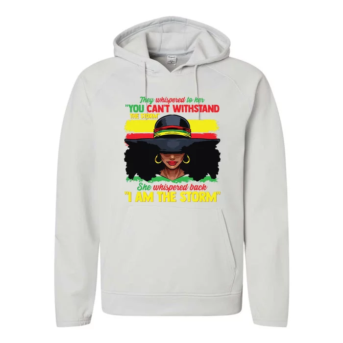 African Black History Shirts For Women I Am The Storm Strong Performance Fleece Hoodie