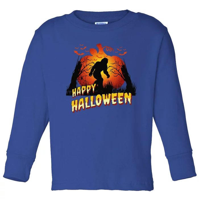 A Bigfoot Halloween Happy Halloween Toddler Long Sleeve Shirt