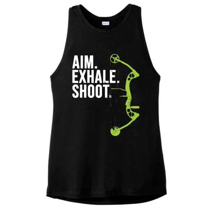 Archery Bow Hunting Shirts Aim Exhale Shoot Ladies Tri-Blend Wicking Tank