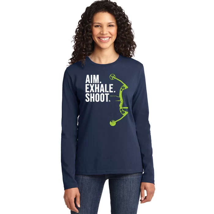 Archery Bow Hunting Shirts Aim Exhale Shoot Ladies Long Sleeve Shirt