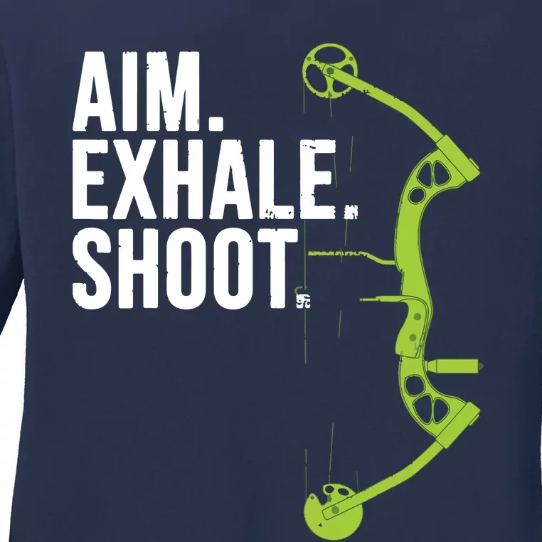 Archery Bow Hunting Shirts Aim Exhale Shoot Ladies Long Sleeve Shirt