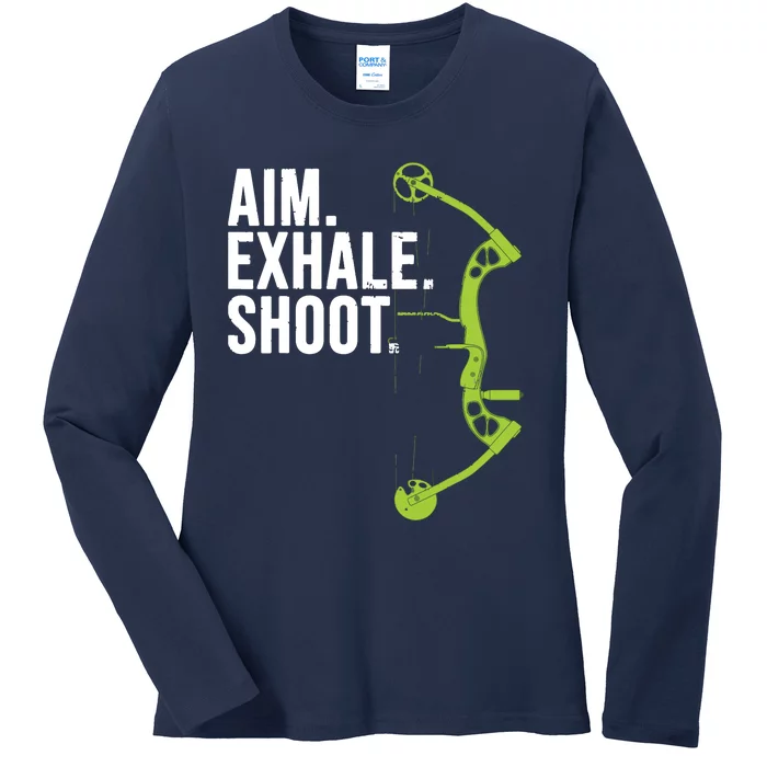 Archery Bow Hunting Shirts Aim Exhale Shoot Ladies Long Sleeve Shirt