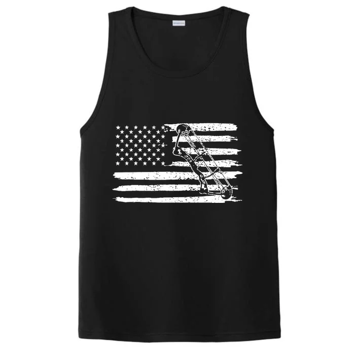 Archery Bow Hunting USA Flag 4th Of July Vintage Performance Tank