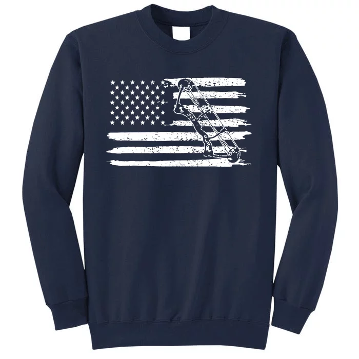 Archery Bow Hunting USA Flag 4th Of July Vintage Tall Sweatshirt