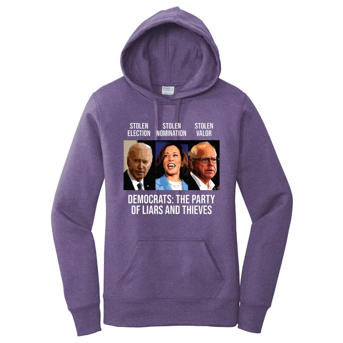 Anti Biden Harris Walz Women's Pullover Hoodie