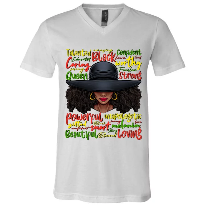 African Black History African American Ladies Juneteenth V-Neck T-Shirt