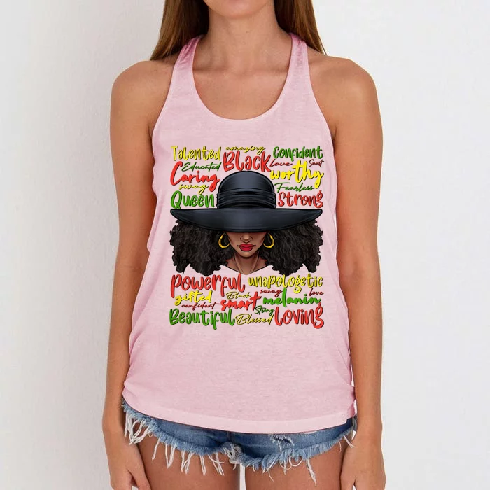 African Black History African American Ladies Juneteenth Women's Knotted Racerback Tank