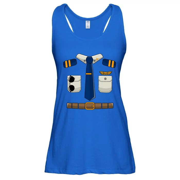 Adult Boy Halloween Aviation Airplane Pilot Costum Ladies Essential Flowy Tank