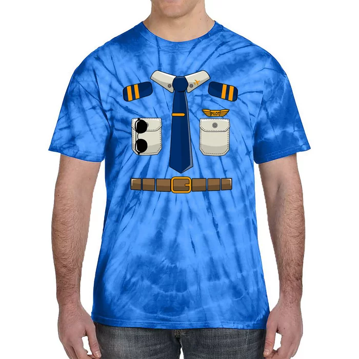 Adult Boy Halloween Aviation Airplane Pilot Costum Tie-Dye T-Shirt