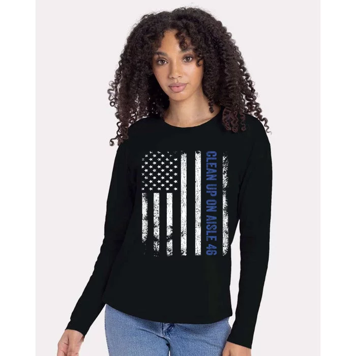 Anti Biden Impeach 46 8646 Clean Up On Aisle 46 Pro USA Flagd Womens Cotton Relaxed Long Sleeve T-Shirt