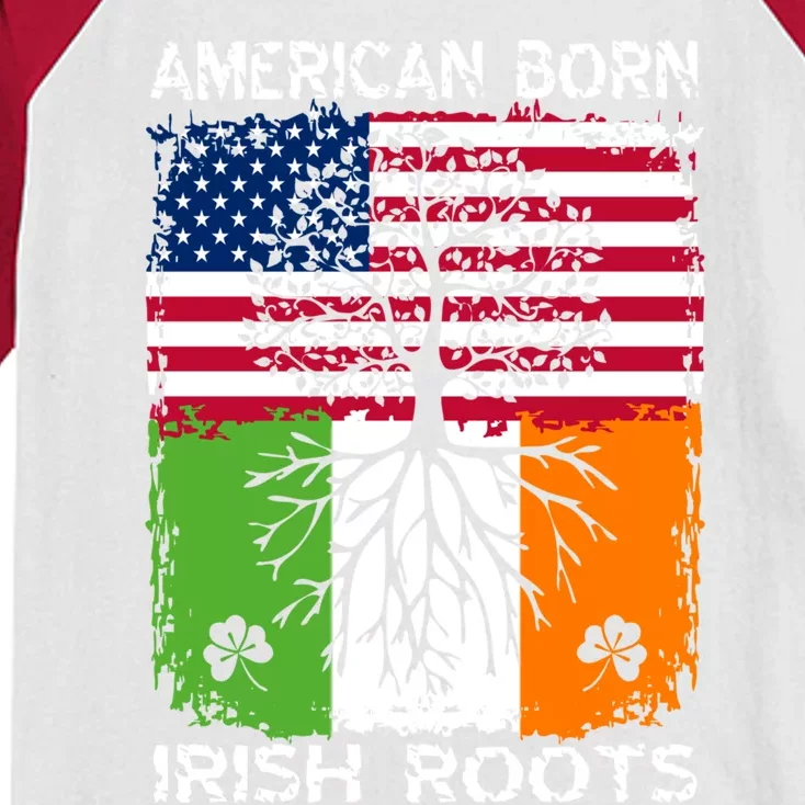 American Born Irish Roots St Patrick’s Day Ireland Flag Cool Gift Kids Colorblock Raglan Jersey