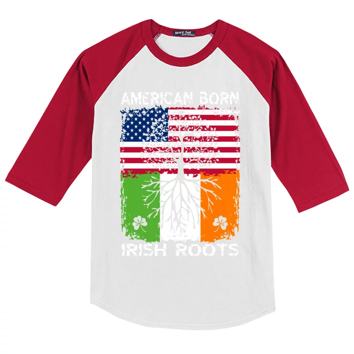 American Born Irish Roots St Patrick’s Day Ireland Flag Cool Gift Kids Colorblock Raglan Jersey