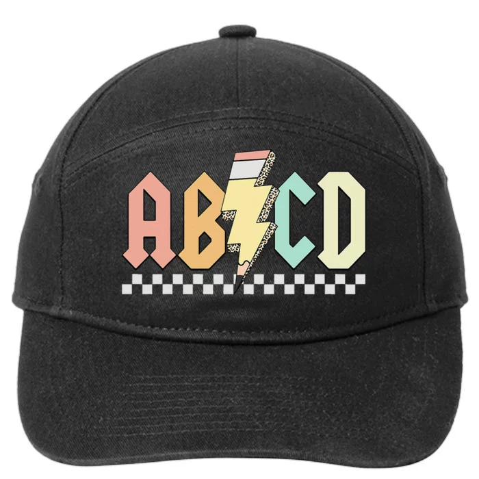 ABCD Back In Class Teachers Kids Rock Back To School Pencil 7-Panel Snapback Hat