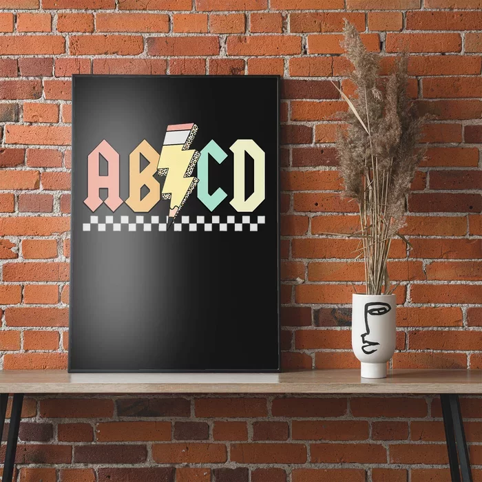 ABCD Back In Class Teachers Kids Rock Back To School Pencil Poster