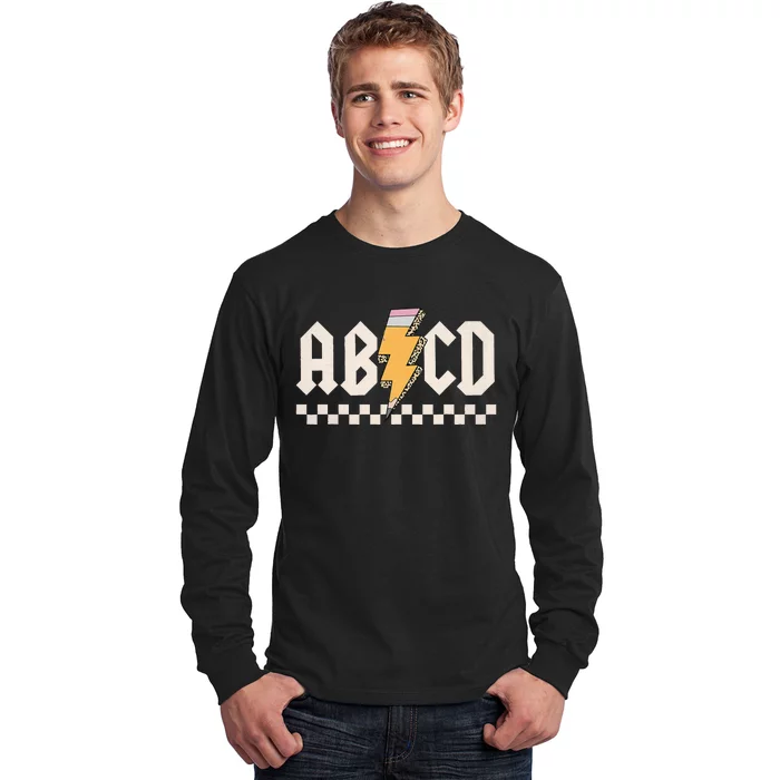 Abcd Back In Class First Day Back To School Teacher Student Long Sleeve Shirt