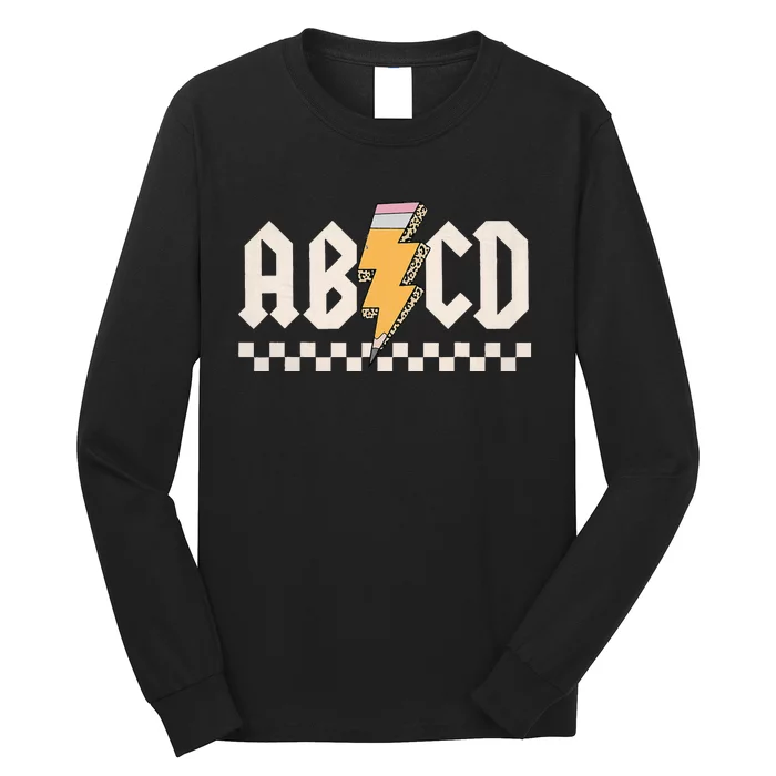 Abcd Back In Class First Day Back To School Teacher Student Long Sleeve Shirt