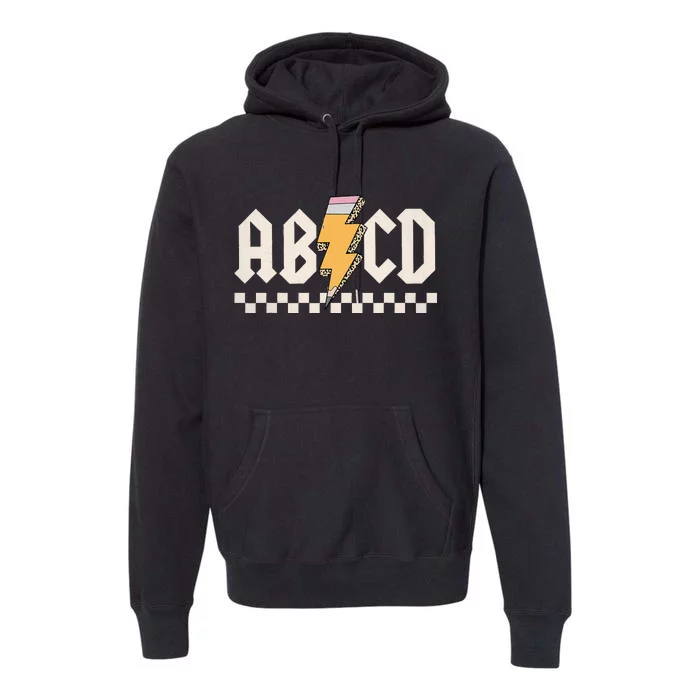 Abcd Back In Class First Day Back To School Teacher Student Premium Hoodie