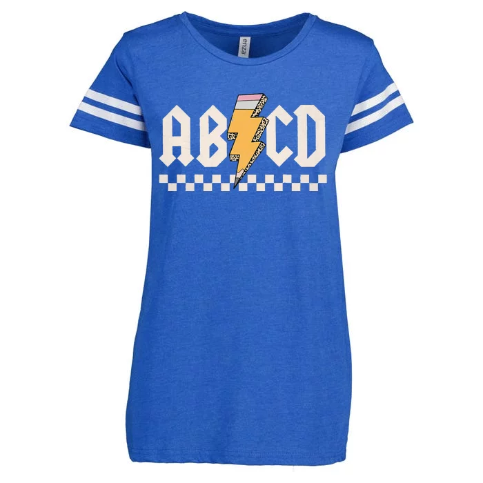 Abcd Back In Class First Day Back To School Teacher Student Enza Ladies Jersey Football T-Shirt