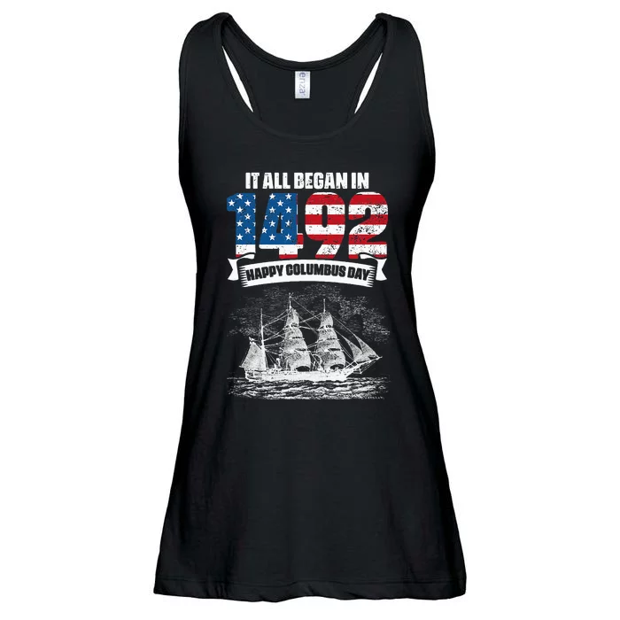 All Began In 1492 American Italian Christopher Columbus Day Ladies Essential Flowy Tank