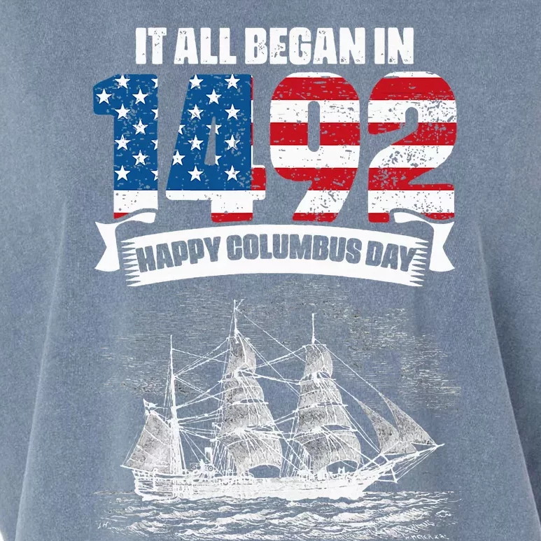 All Began In 1492 American Italian Christopher Columbus Day Garment-Dyed Women's Muscle Tee