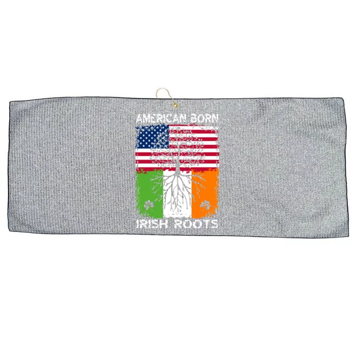 American Born Irish Roots St Patrick’s Day Ireland Flag Gift Large Microfiber Waffle Golf Towel