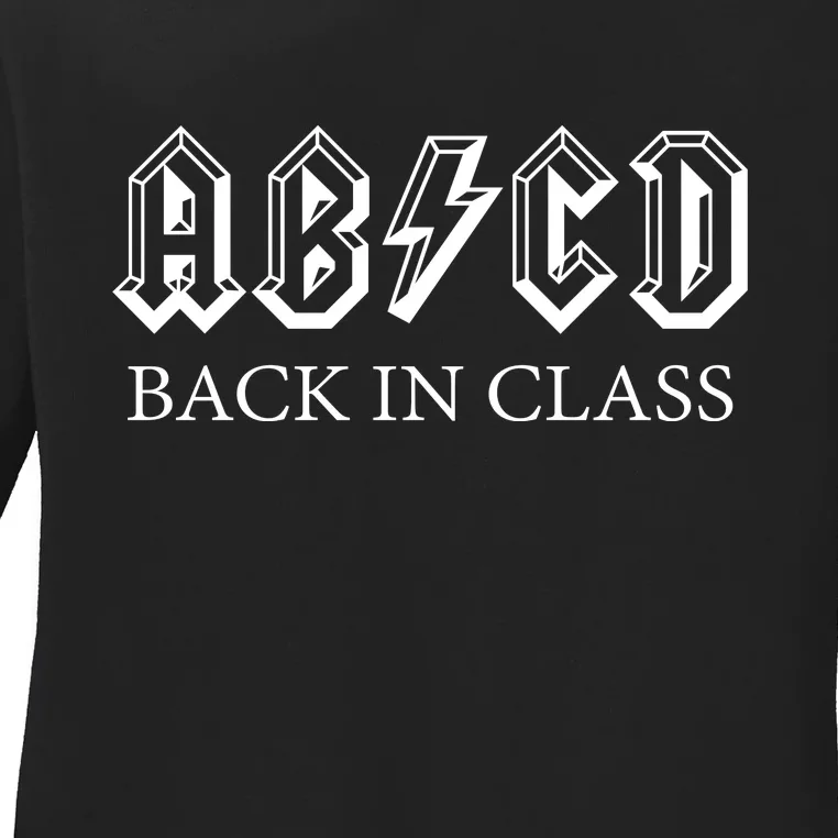 ABCD Back In Class Back To School Funny Teacher Ladies Long Sleeve Shirt