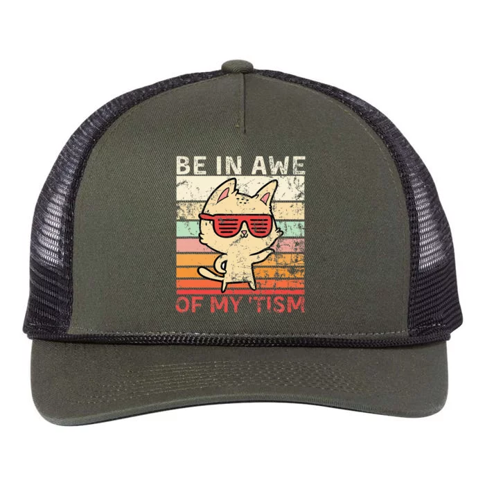 Autism Be In Awe Of My Tism Adult Awe Tism Retro Rope Trucker Hat Cap