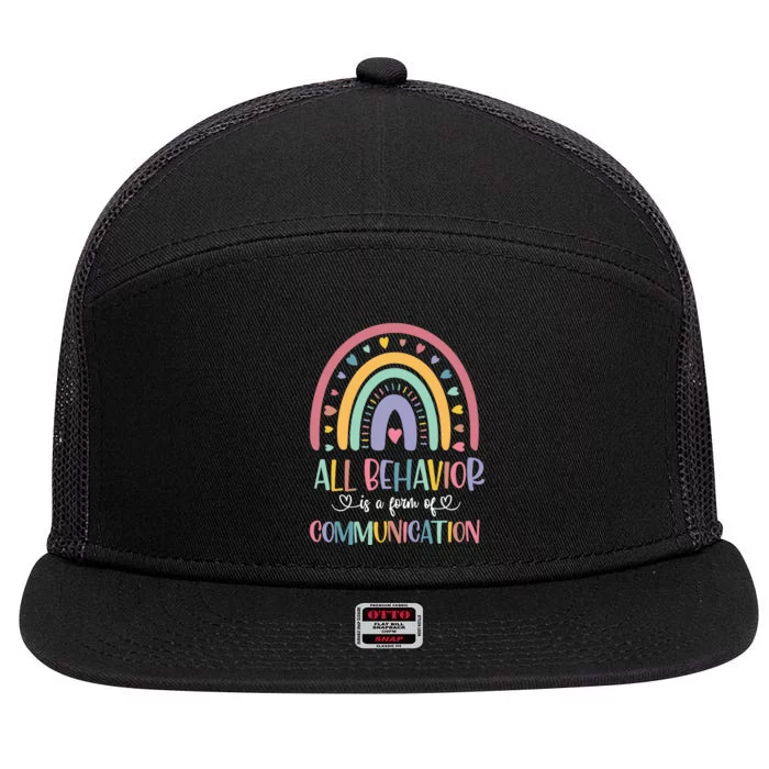 All Behavior Is A Form Of Communication Rainbow 7 Panel Mesh Trucker Snapback Hat