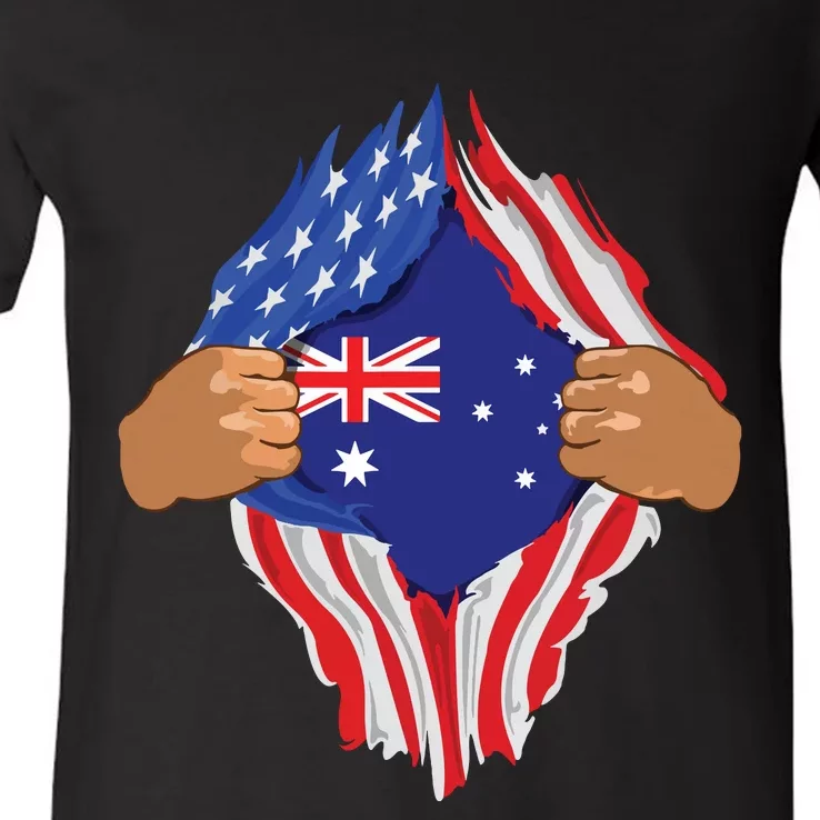 Australian Blood Inside Me Australia Flag Gift V-Neck T-Shirt