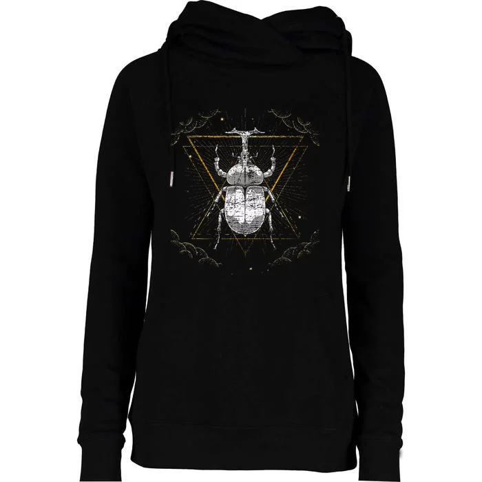 Animal Beetle Insect Occult Bug Womens Funnel Neck Pullover Hood