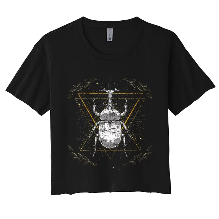 Animal Beetle Insect Occult Bug Women's Crop Top Tee