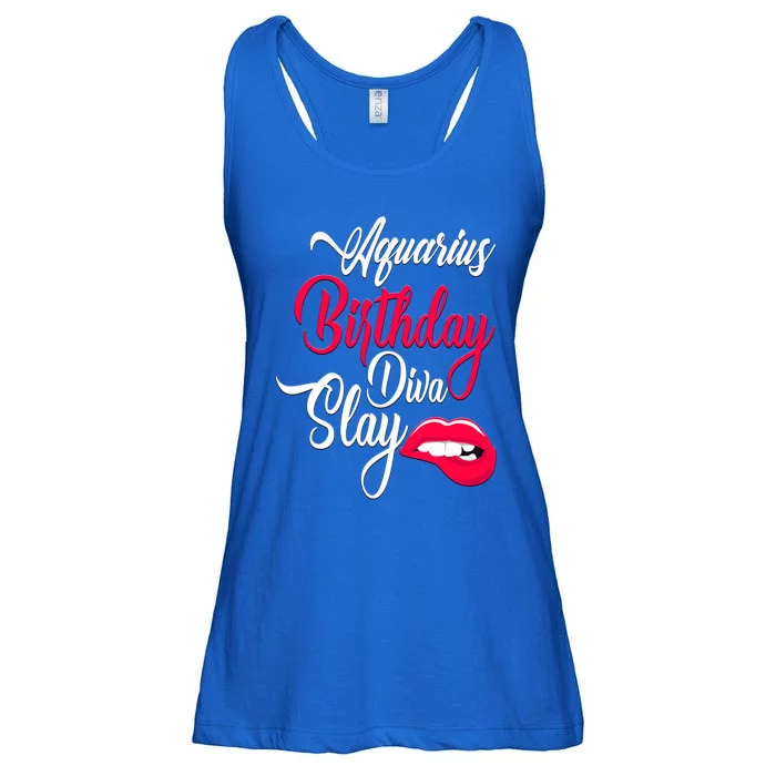 Aquarius Born In Birthday Diva Slay Januaryfebruary Gift Ladies Essential Flowy Tank