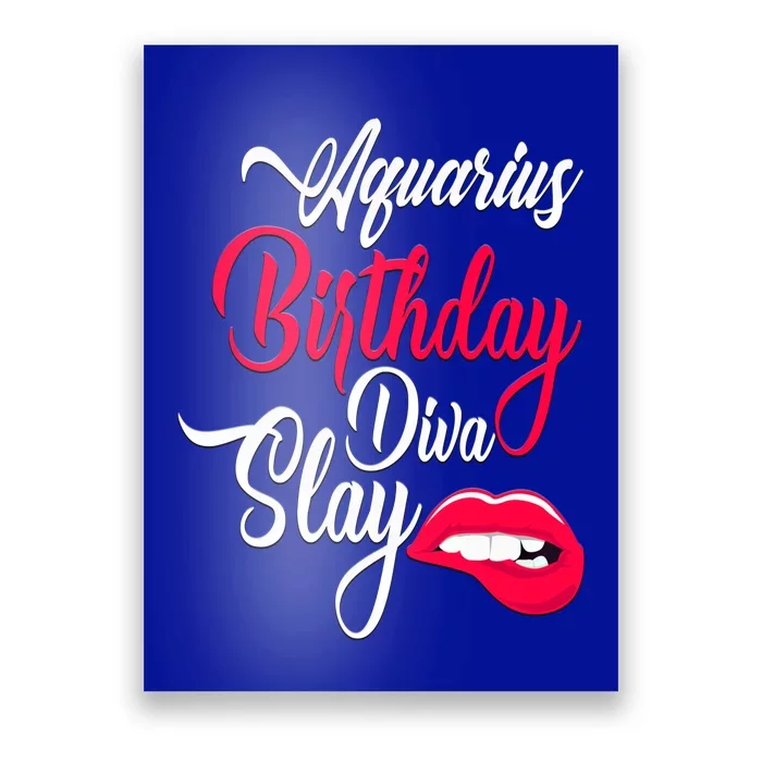 Aquarius Born In Birthday Diva Slay Januaryfebruary Gift Poster