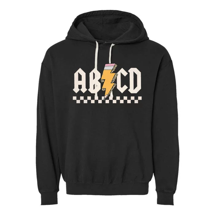 ABCD Back In Class First Day Back To School Teacher Student Garment-Dyed Fleece Hoodie