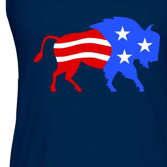 American Bison Illustration Ladies Essential Flowy Tank