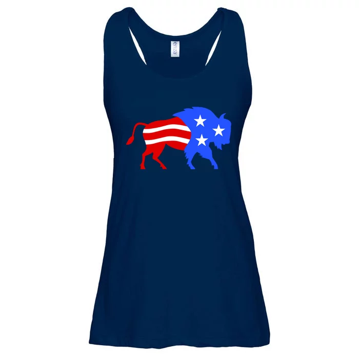 American Bison Illustration Ladies Essential Flowy Tank