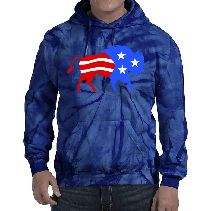 American Bison Illustration Tie Dye Hoodie