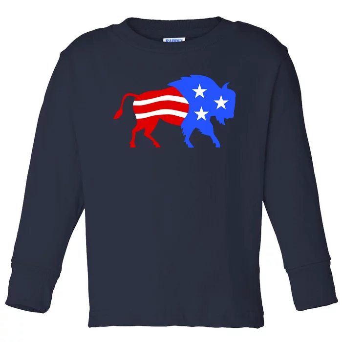 American Bison Illustration Toddler Long Sleeve Shirt