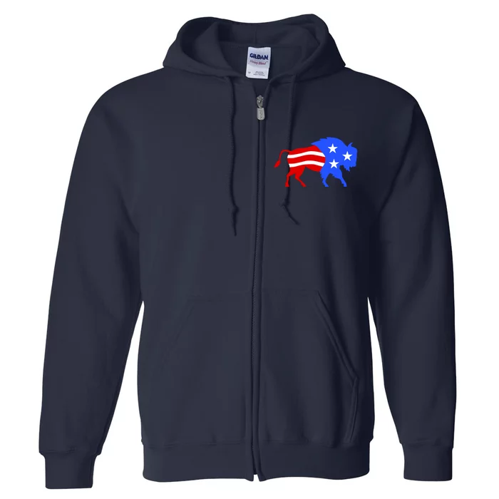 American Bison Illustration Full Zip Hoodie