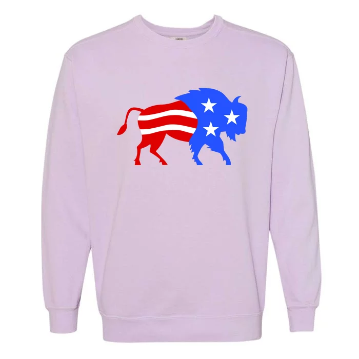 American Bison Illustration Garment-Dyed Sweatshirt