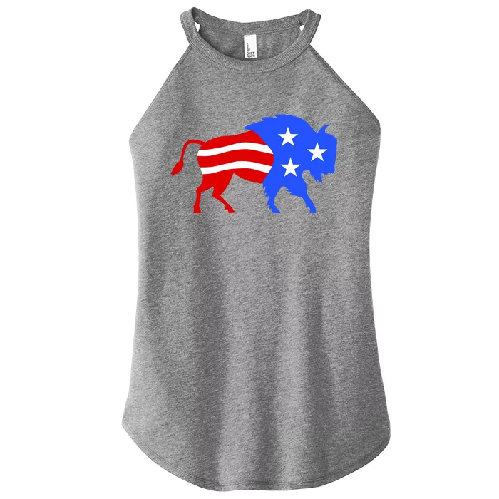 American Bison Illustration Women’s Perfect Tri Rocker Tank