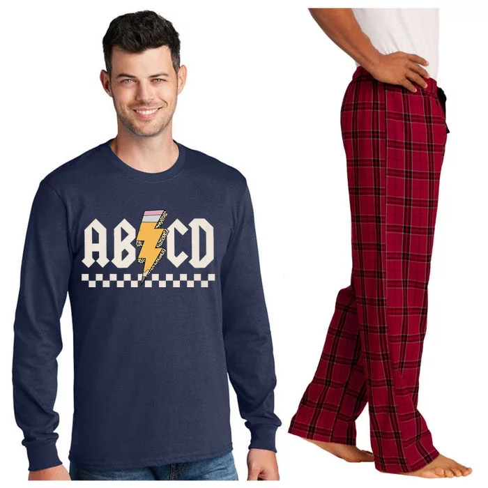 Abcd Back In Class First Day Back To School Teacher Student Long Sleeve Pajama Set