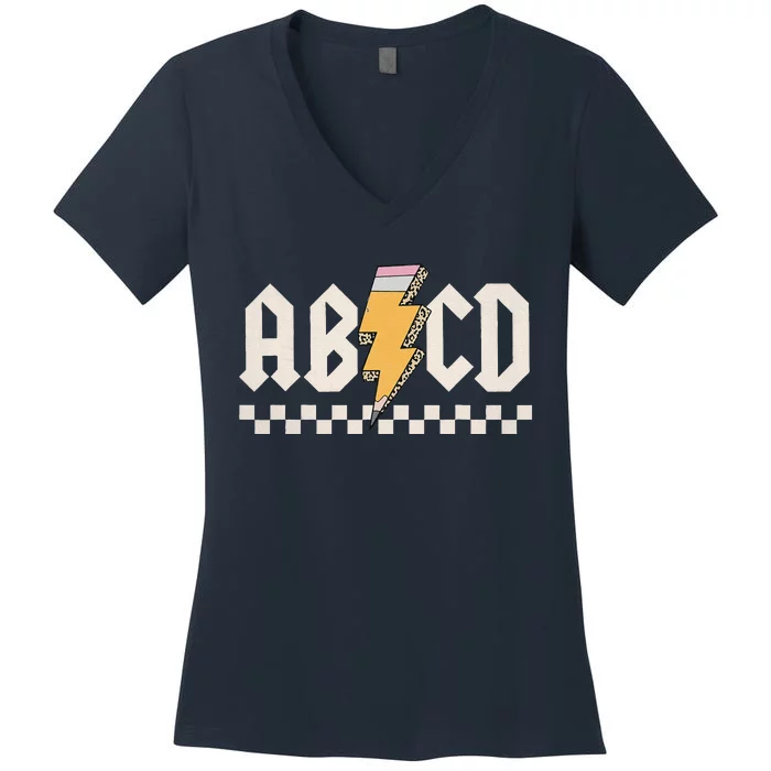 Abcd Back In Class First Day Back To School Teacher Student Women's V-Neck T-Shirt