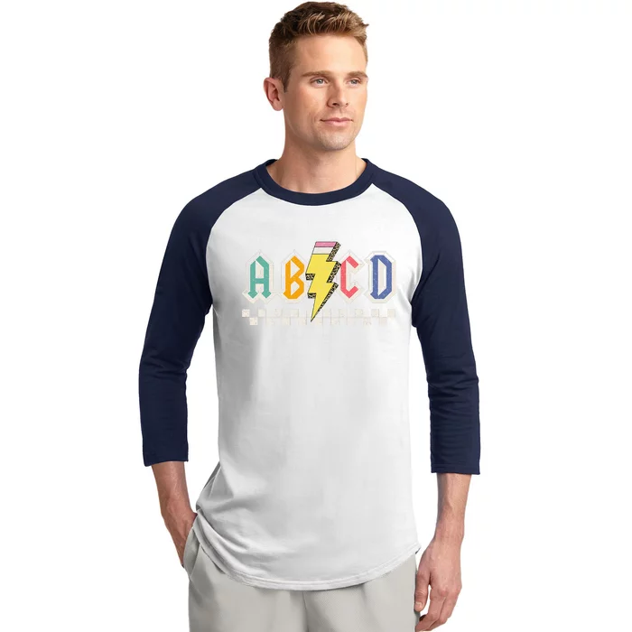 Abcd Back In Class First Day Back To School Teacher Student Baseball Sleeve Shirt