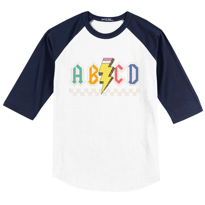 Abcd Back In Class First Day Back To School Teacher Student Baseball Sleeve Shirt